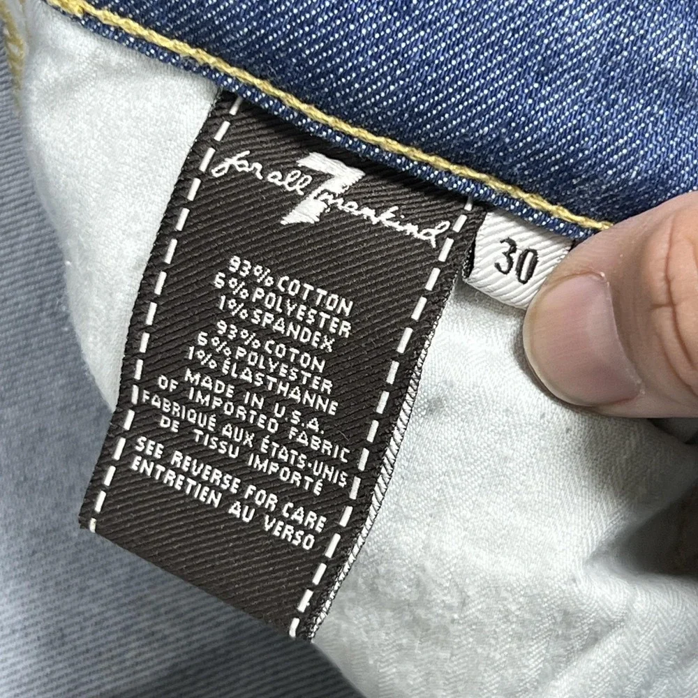7 For All Mankind Josefina Skinny Boyfriend Jeans Womens 30 Blue Distressed USA - Picture 7 of 16